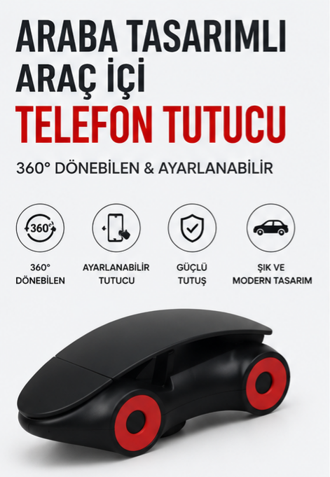 Diyarı Fırsat Araba Tasarımlı Araç İçi Telefon Tutucu 360 Dönebilen Ayarlı